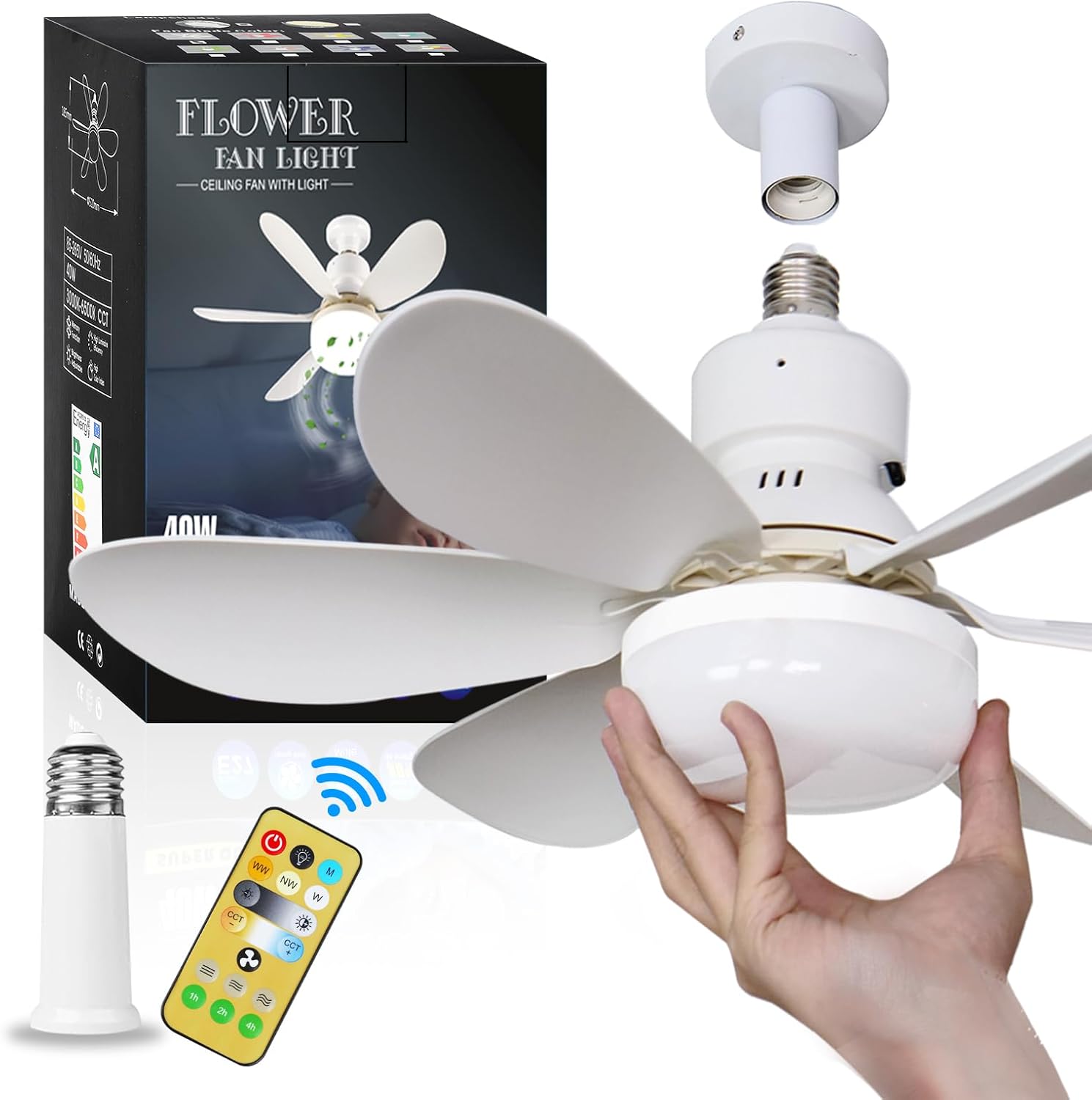 Ceiling Fan With Remote Control Reversible - Small Ceiling Fan with Light: 40W