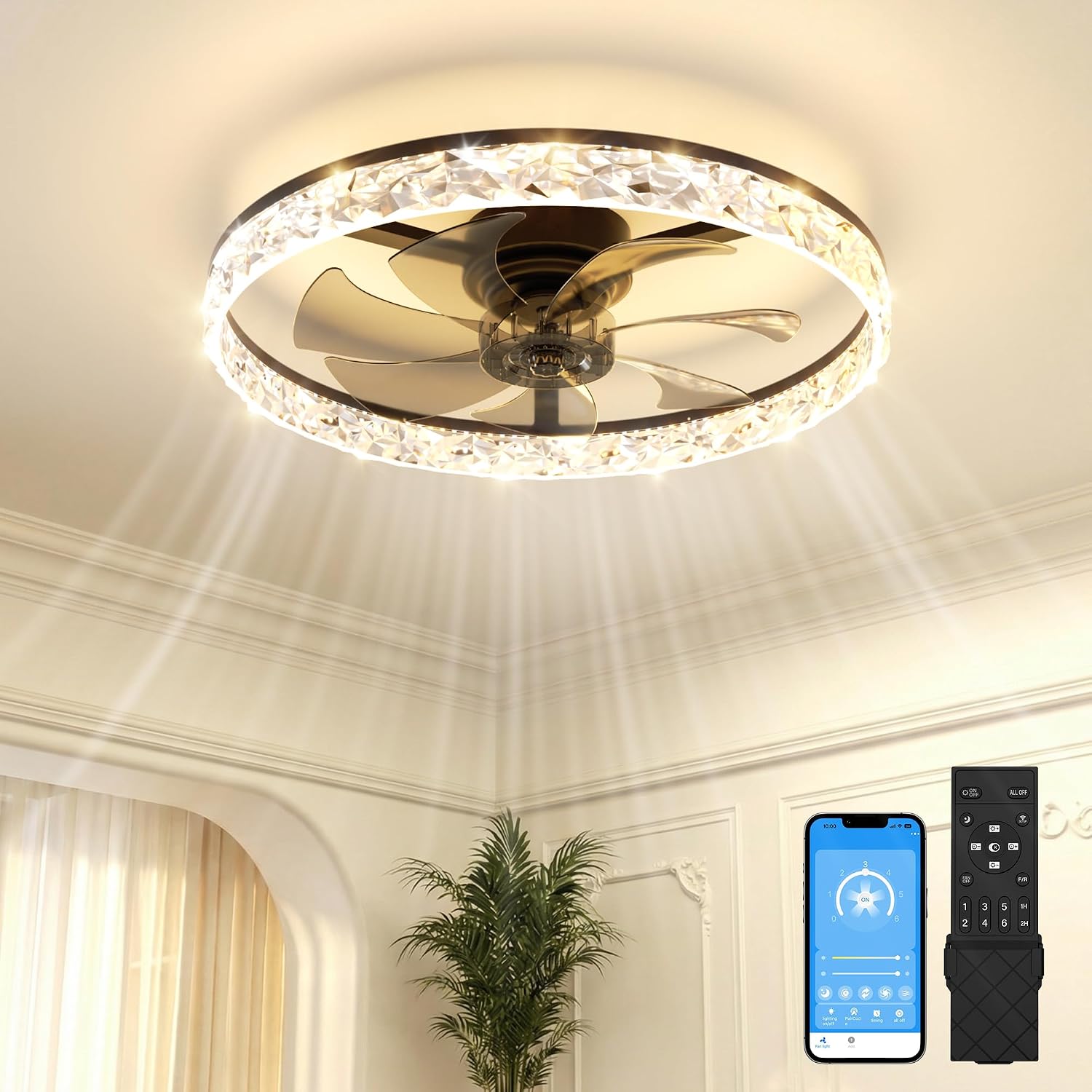 Ceiling Fan Low Profile Flush Mount - 24in Modern Low Profile Ceiling Fan