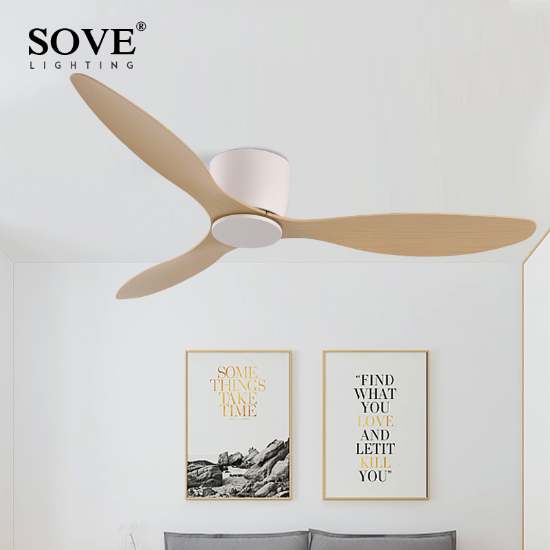 Smart Ceiling Fan With Light Remote - SOVE Modern White Low Floor BLDC