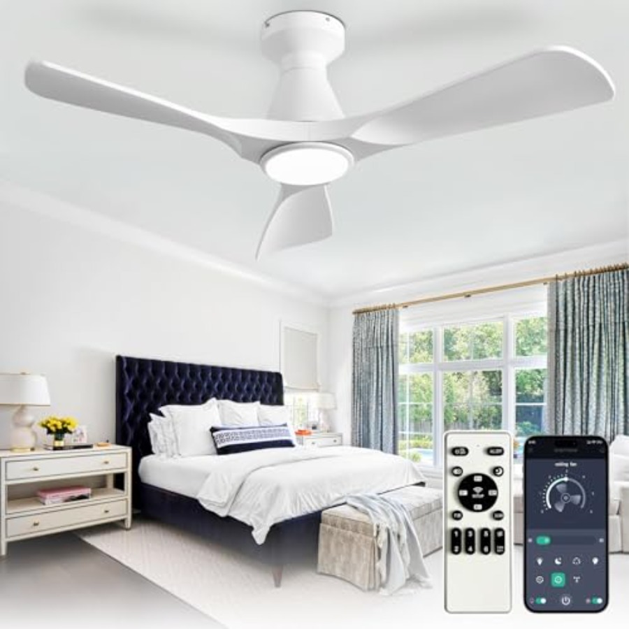 Ceiling Fan Low Profile Flush Mount - 42-Inch Ceiling Fans with Lights: White