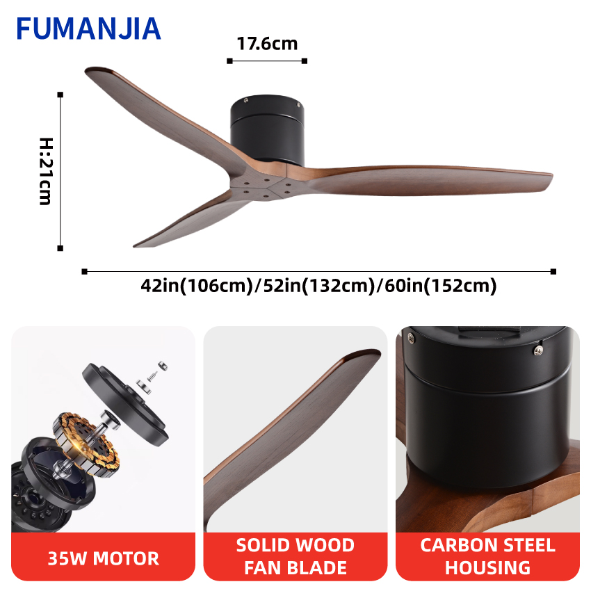 FUMANJIA 42/52/60 Inch Ceiling - Ceiling Fan With Remote Control Reversible 评论和价格