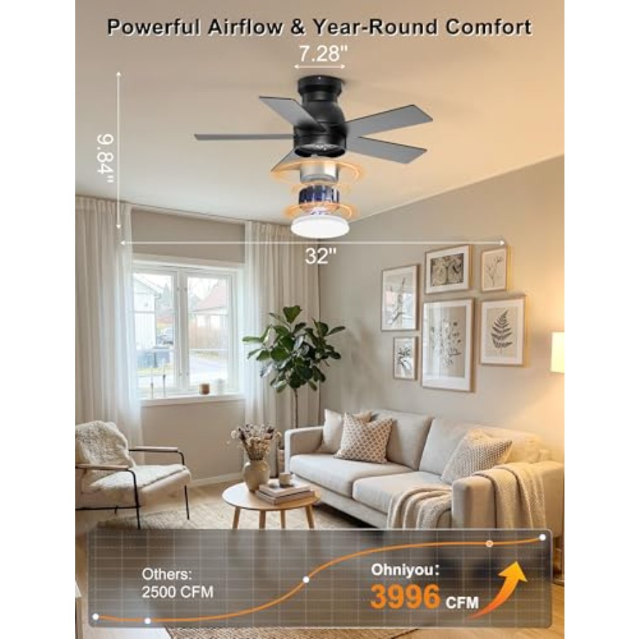 Ceilg Fans with Lights, Low Pr - Ceiling Fan Low Profile Flush Mount 评论和价格
