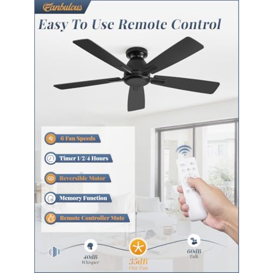 Flush Mount Ceiling Fan No Lig - Ceiling Fan Low Profile Flush Mount 评论和价格