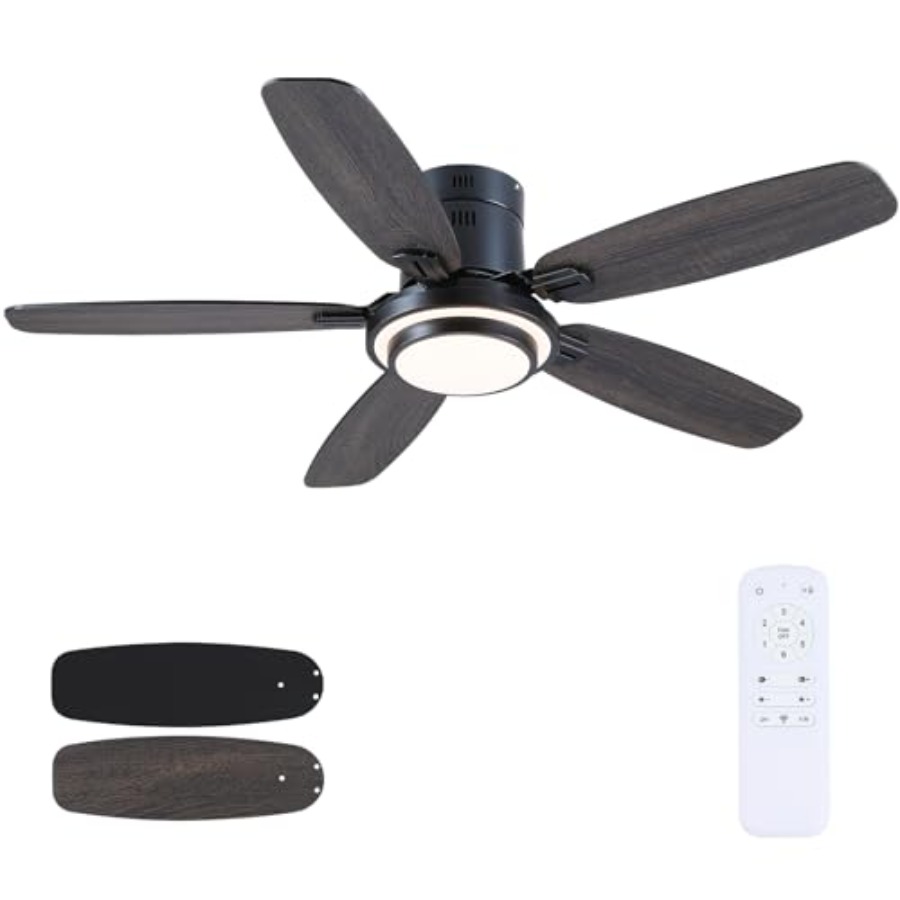 Black Ceiling Fans with Lights - Ceiling Fan Low Profile Flush Mount 评论和价格