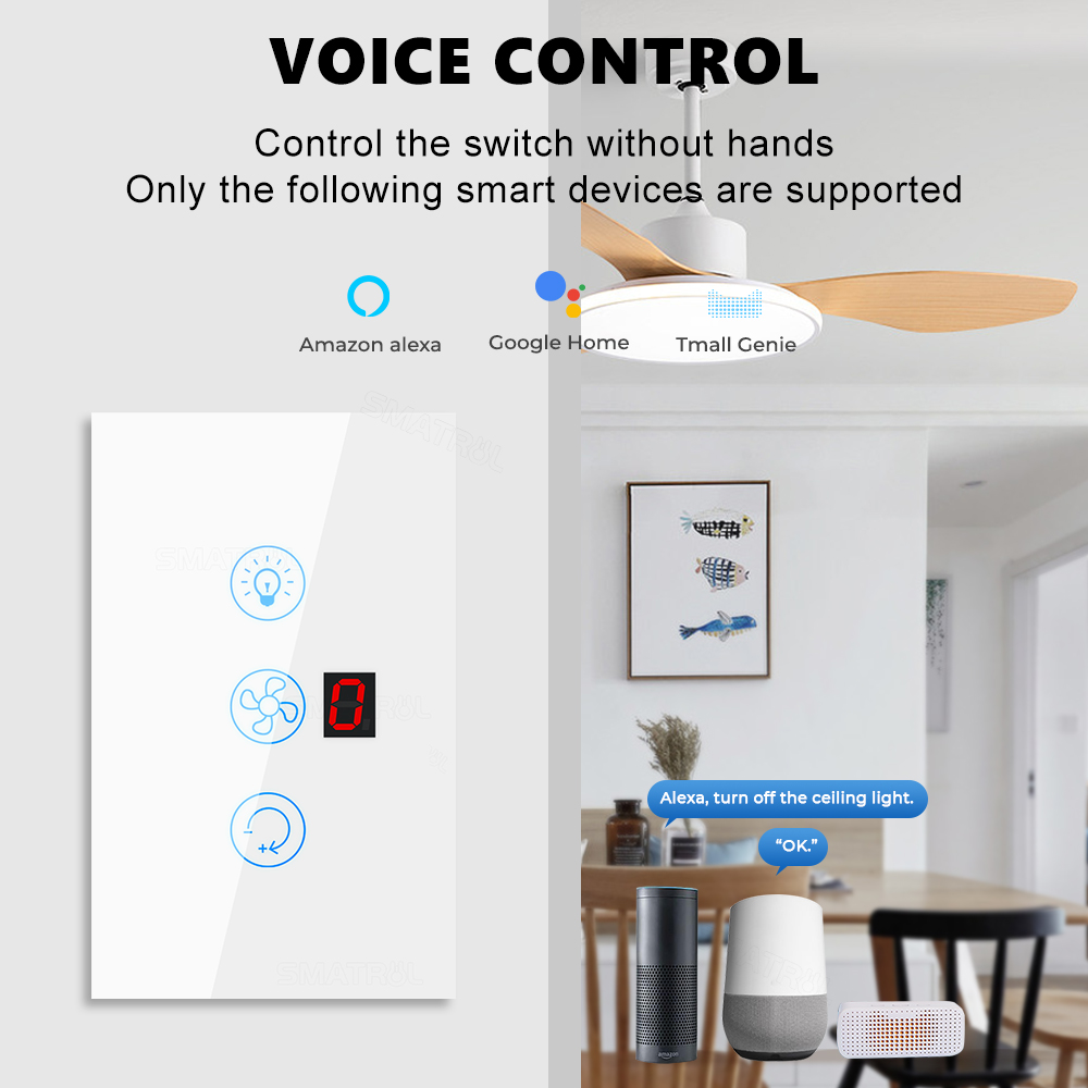 EU Us Tuya Smart WiFi Touch Sw - Smart Ceiling Fan Alexa Wifi 评论和价格