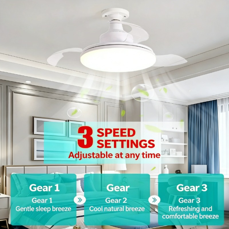 New Ceiling Fan Light Invisibl - Ceiling Fan Led 3 Blade Modern 评论和价格