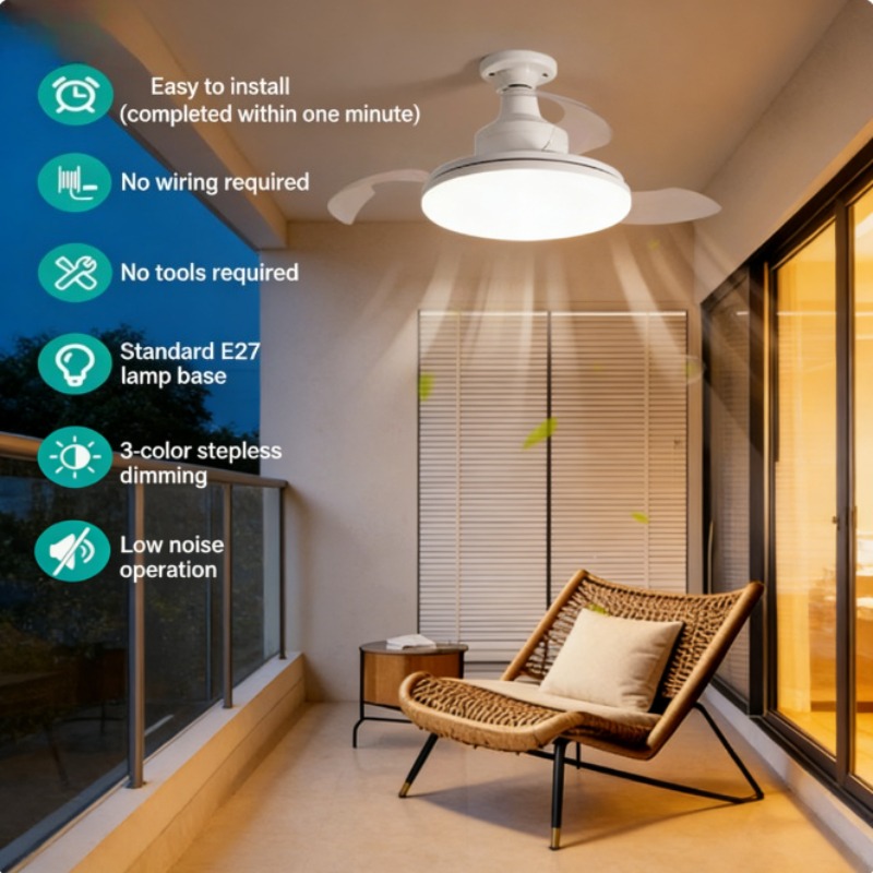 New Ceiling Fan Light Invisibl - Ceiling Fan Led 3 Blade Modern 评论和价格