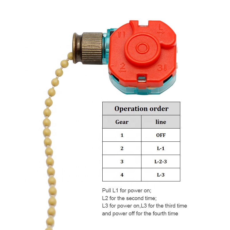 ON-OFF L-1 L-2-3 L-3 3A 6A Cei - Ceiling Fan Pull Chain Switch 评论和价格