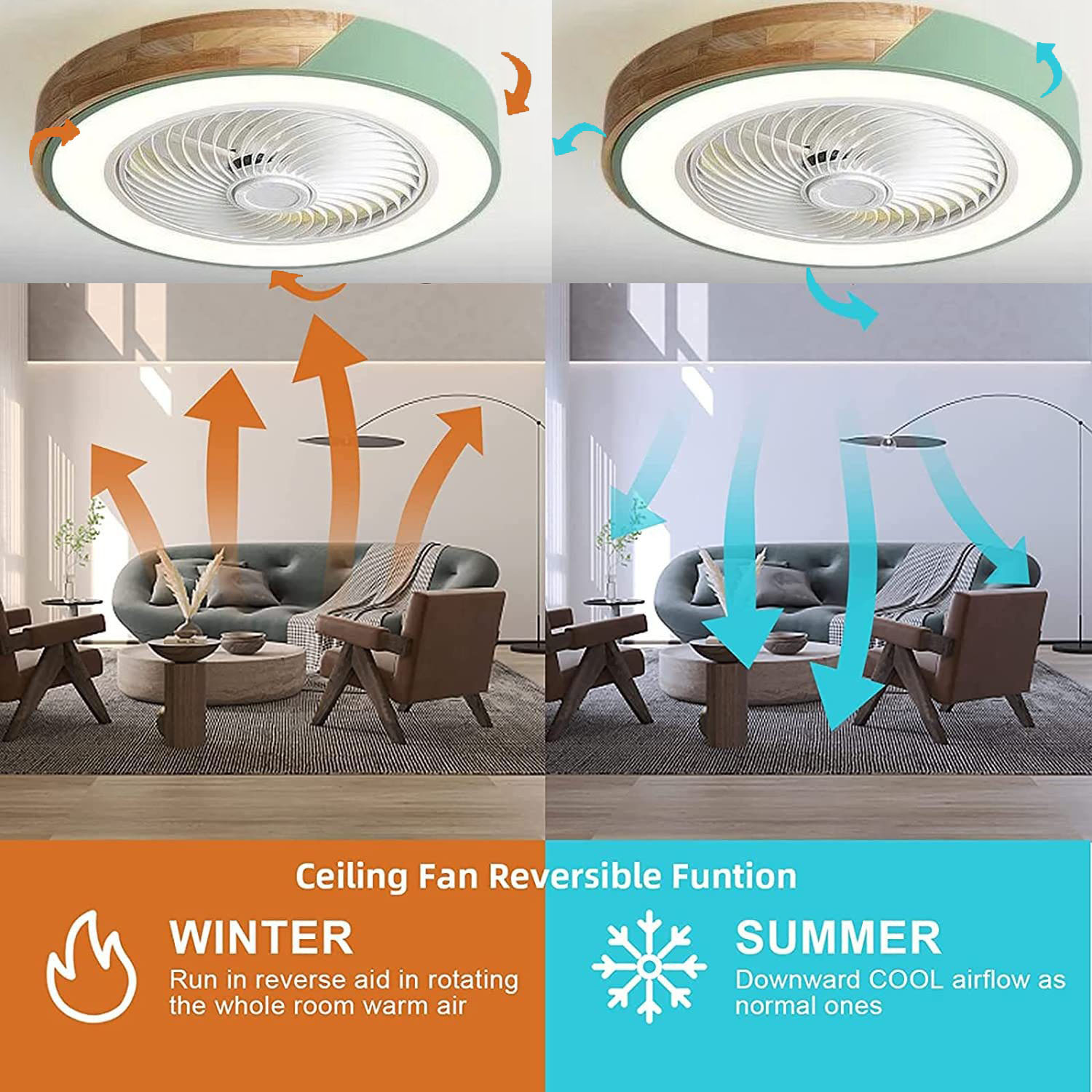 52CM  Ceiling Fan Light Lamp 2 - Ceiling Fan With Remote Control Reversible 评论和价格