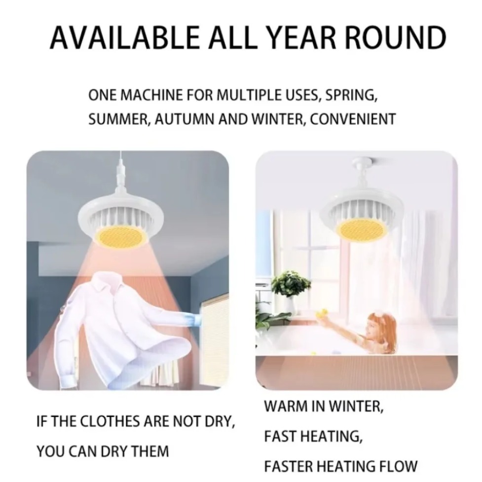 E27 Spiral Electric Heater Fan - Smart Ceiling Fan With Light Remote 评论和价格