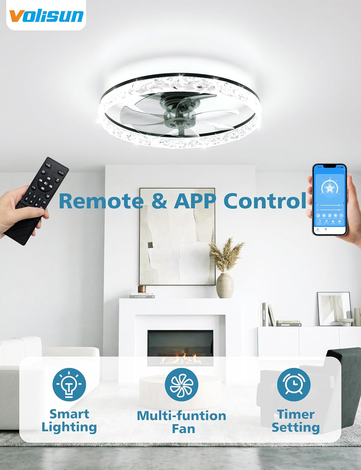 24in Modern Low Profile Ceilin - Ceiling Fan Low Profile Flush Mount 评论和价格