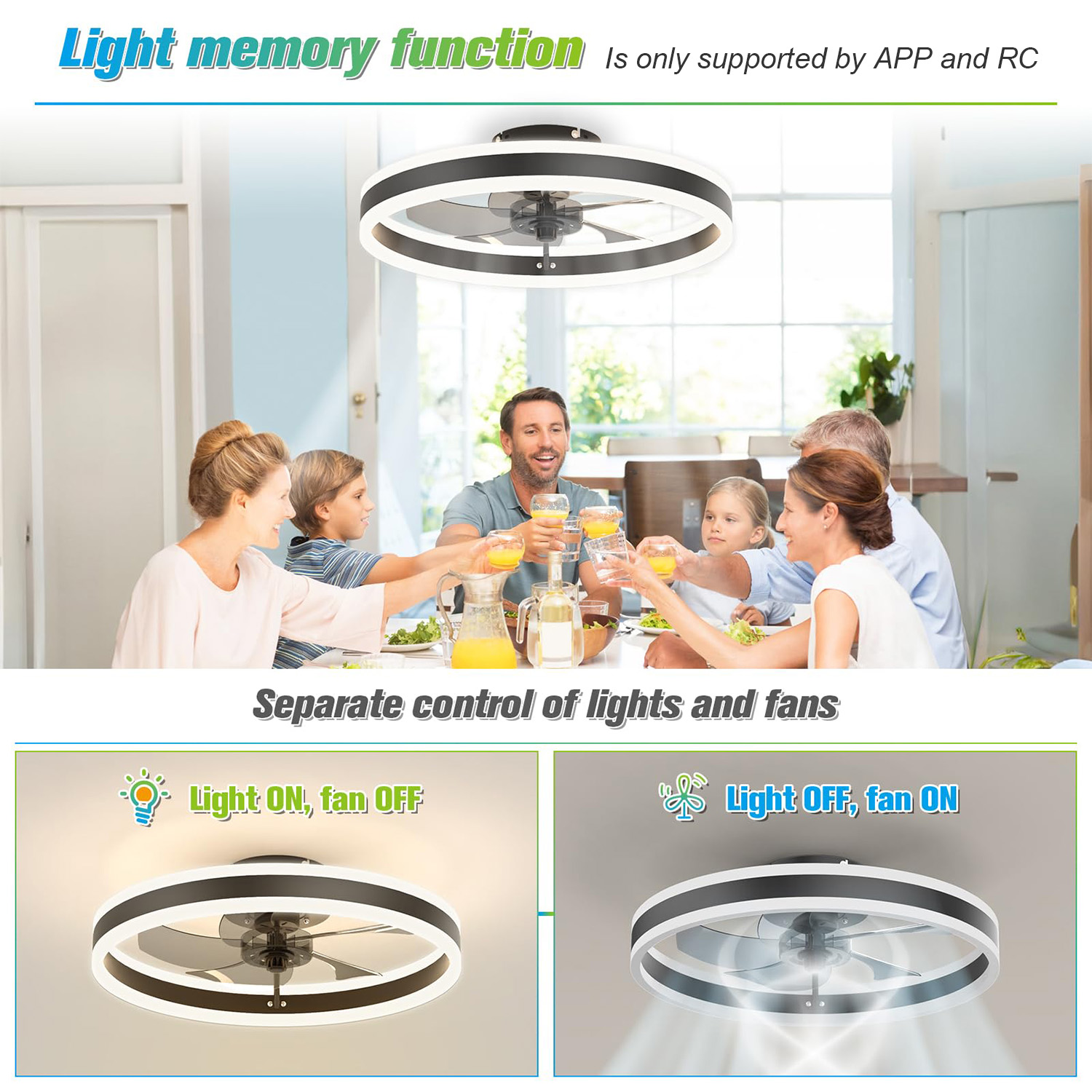 Modern Ceiling Fan (With Light - Ceiling Fan With Remote Control Reversible 评论和价格