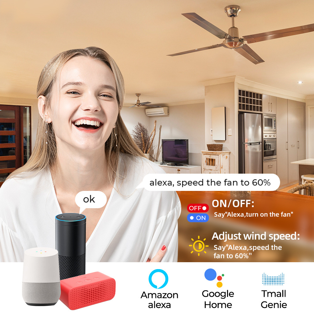 Tuya Wifi Smart Ceiling Fan Sp - Smart Ceiling Fan Alexa Wifi 评论和价格