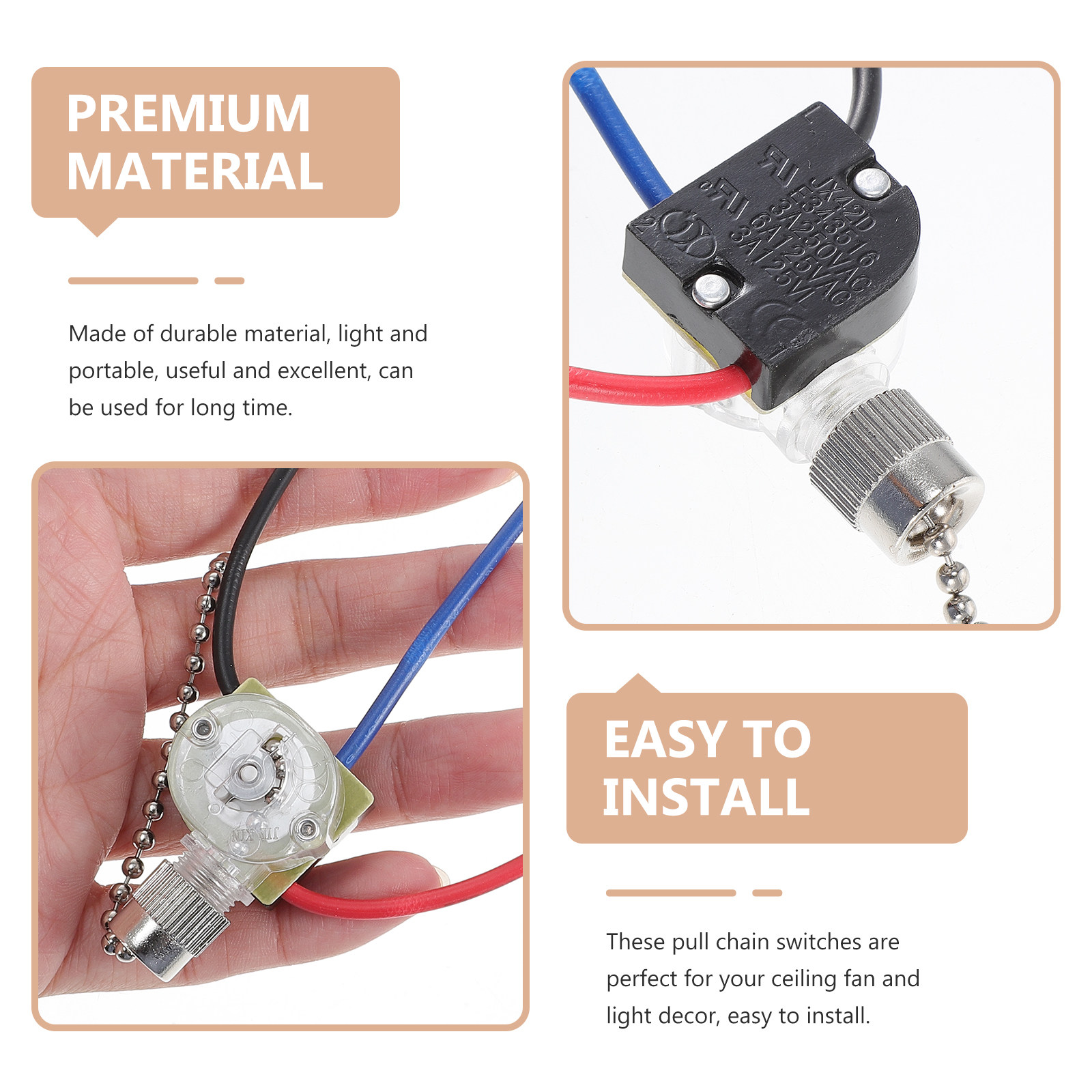 2Pcs Fan Pull Chain Switch Cei - Ceiling Fan Pull Chain Switch 评论和价格