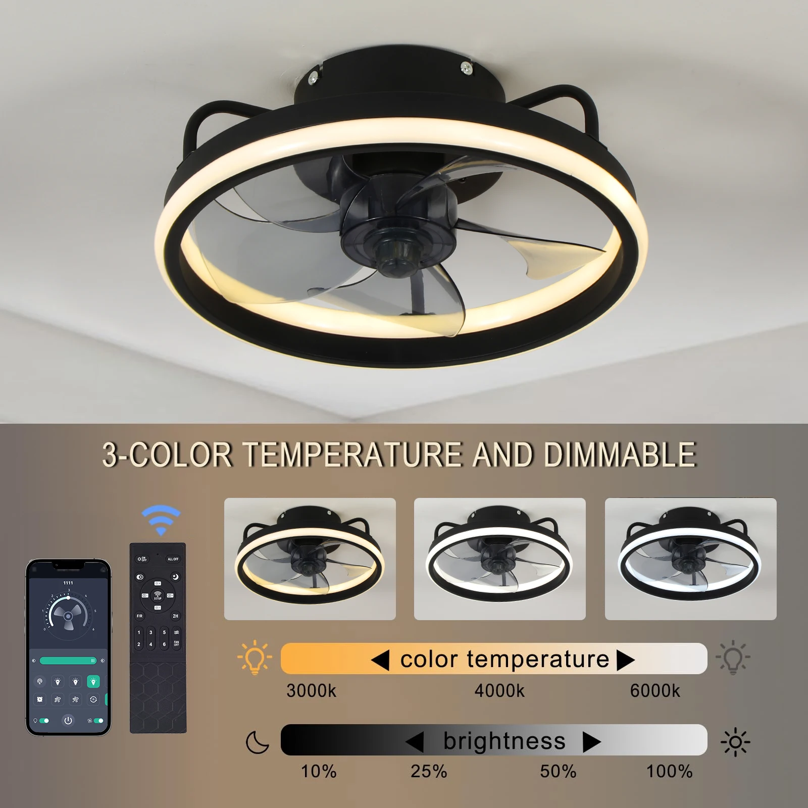 Modern LED Ceiling Light Fan W - Smart Ceiling Fan With Light Remote 评论和价格