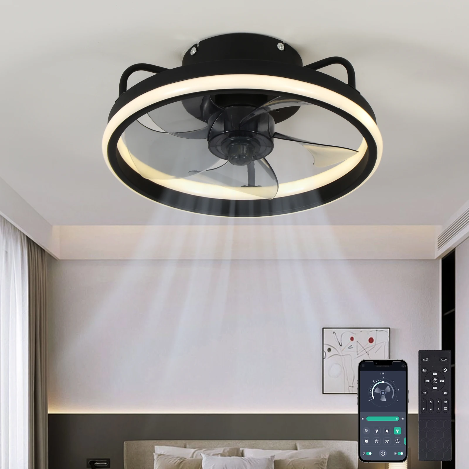 Modern LED Ceiling Light Fan W - Smart Ceiling Fan With Light Remote 评论和价格