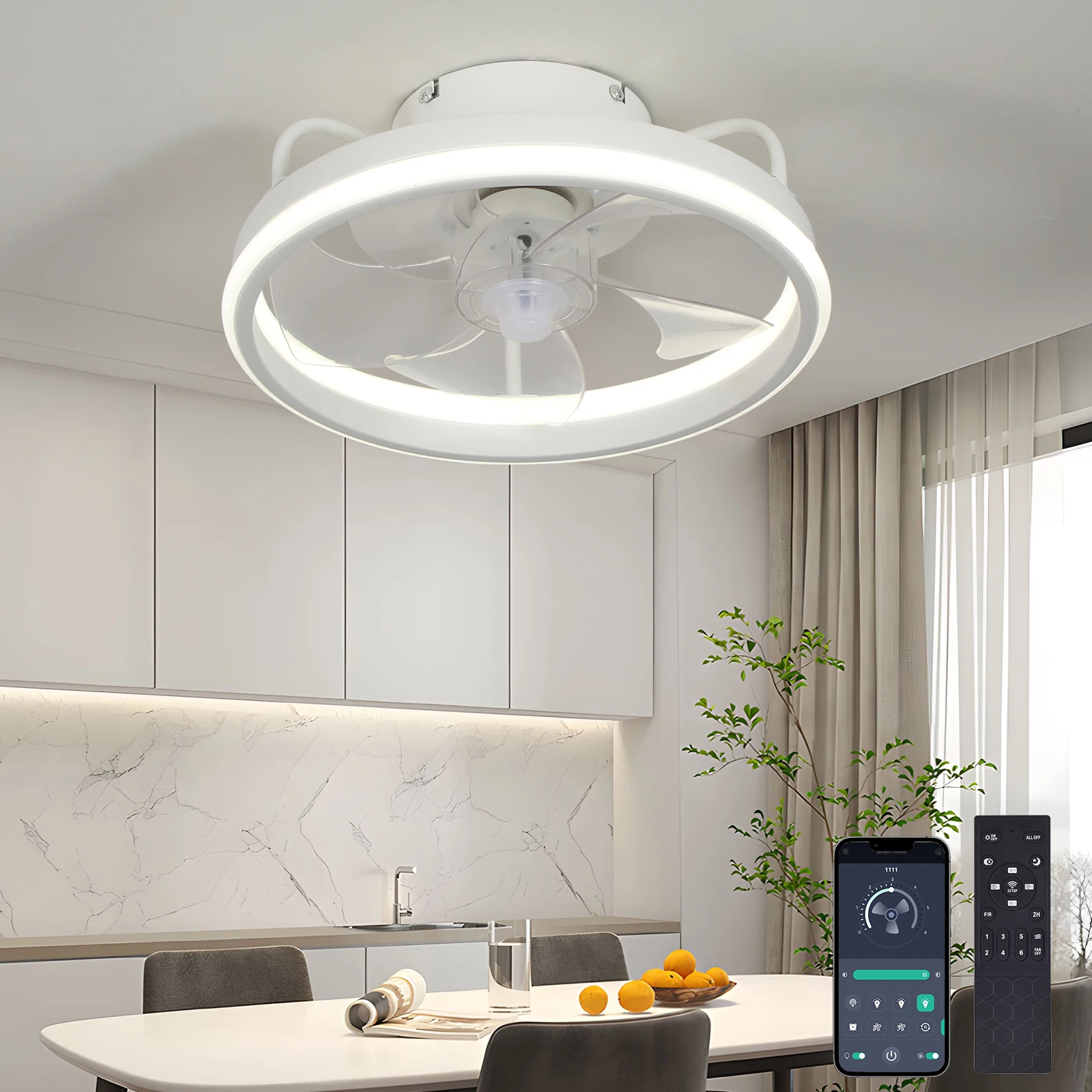 Modern LED Ceiling Light Fan W - Smart Ceiling Fan With Light Remote 评论和价格
