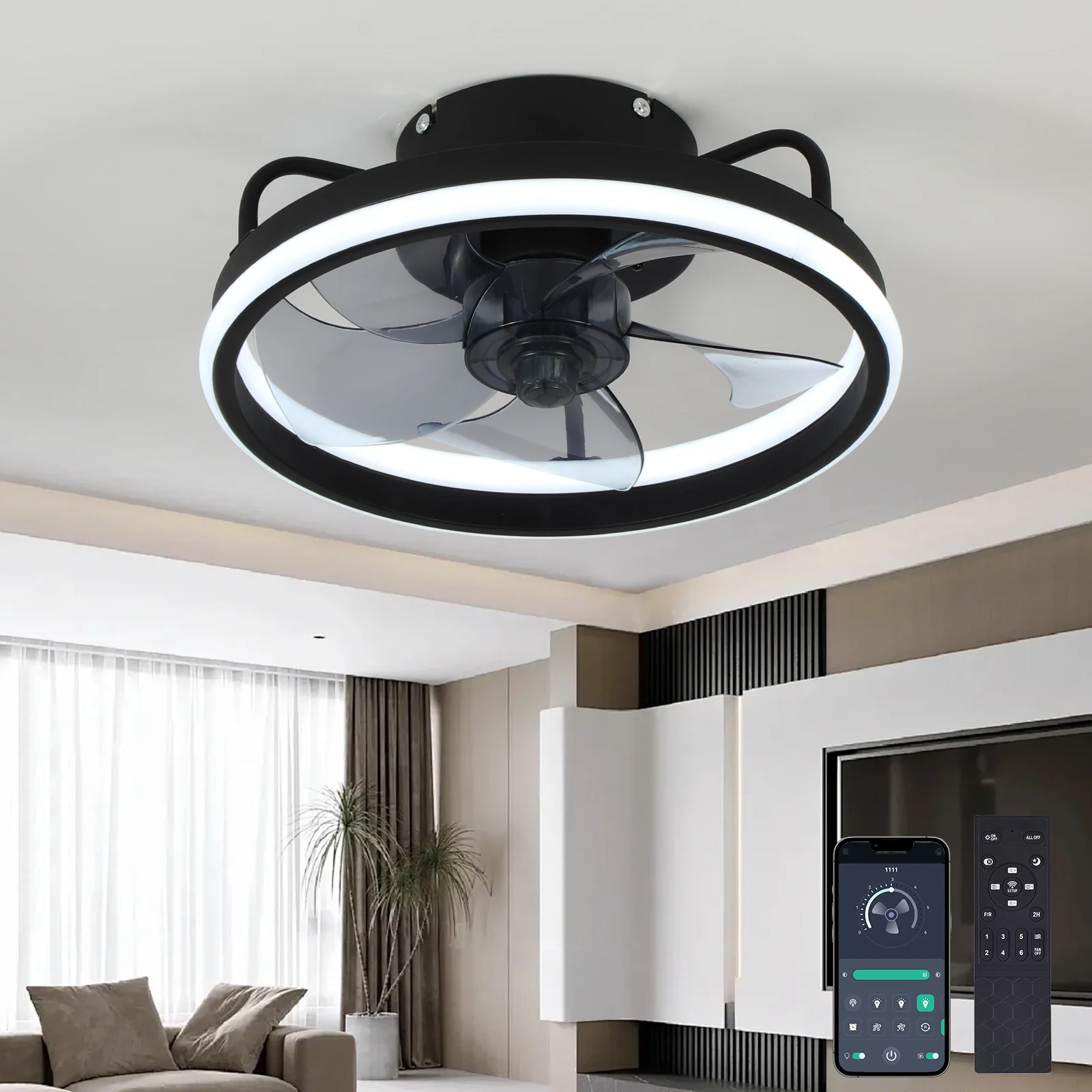 Modern LED Ceiling Light Fan W - Smart Ceiling Fan With Light Remote 评论和价格