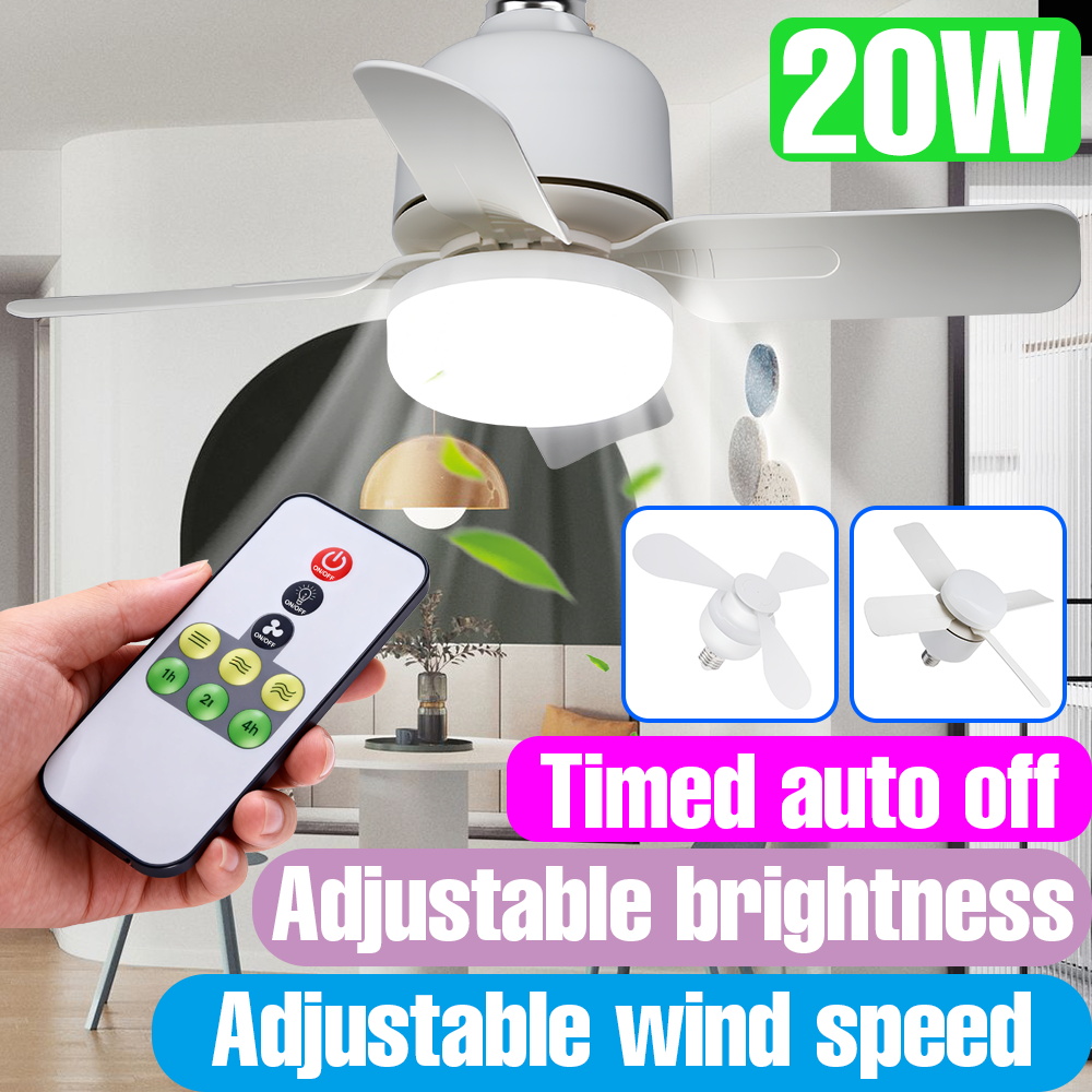 20W LED Fan Light Bulb E27/E26 - Ceiling Fan Led 3 Blade Modern 评论和价格