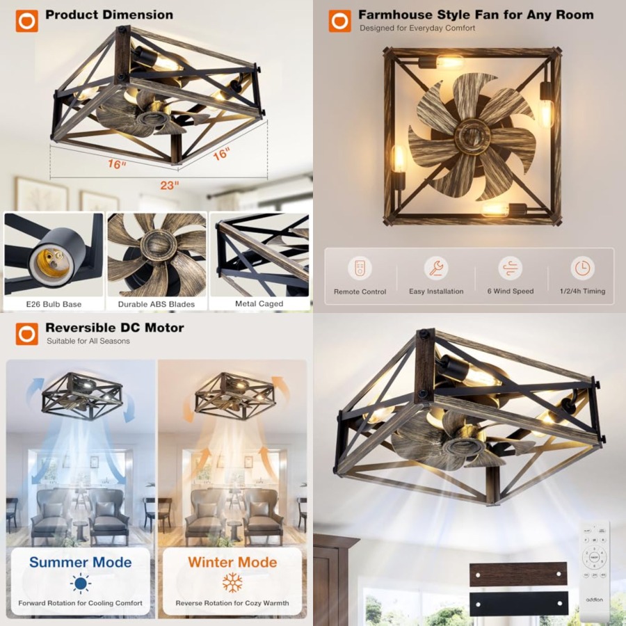 Caged Low Profile Ceiling Fans - Ceiling Fan Low Profile Flush Mount 评论和价格