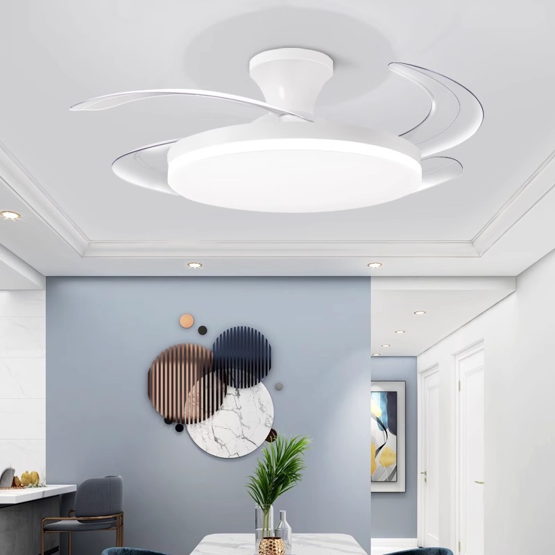 Modern Invisible LED Ceiling F - Smart Ceiling Fan With Light Remote 评论和价格