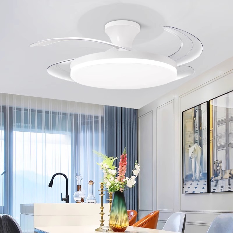 Modern Invisible LED Ceiling F - Smart Ceiling Fan With Light Remote 评论和价格