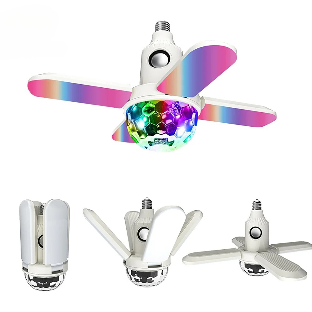 E27 LED Bulb Fan Four-leaf Bla - Ceiling Fan With Remote Control Reversible 评论和价格