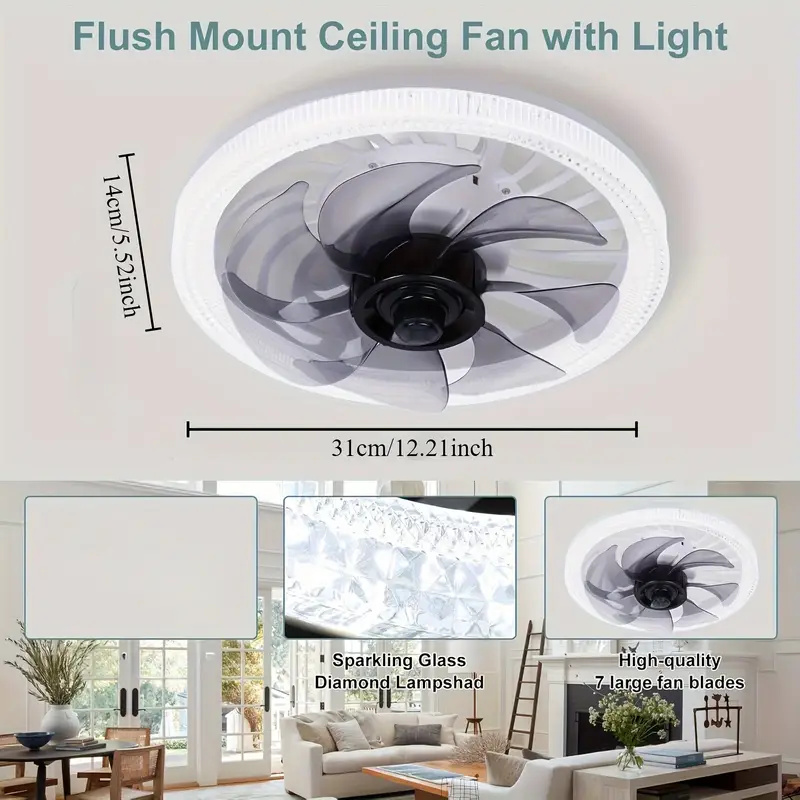 Ceiling Fans with Lights, Sock - Ceiling Fan Low Profile Flush Mount 评论和价格