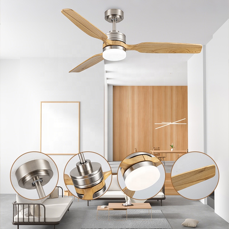 Modern Solid Wood 3 Blades 6 S - Ceiling Fan Led 3 Blade Modern 评论和价格