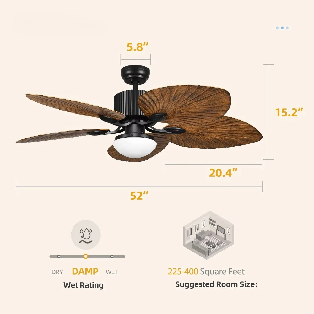 52 Inch Tropical Style Ceiling - Ceiling Fan Dc Motor 52 Inch 评论和价格