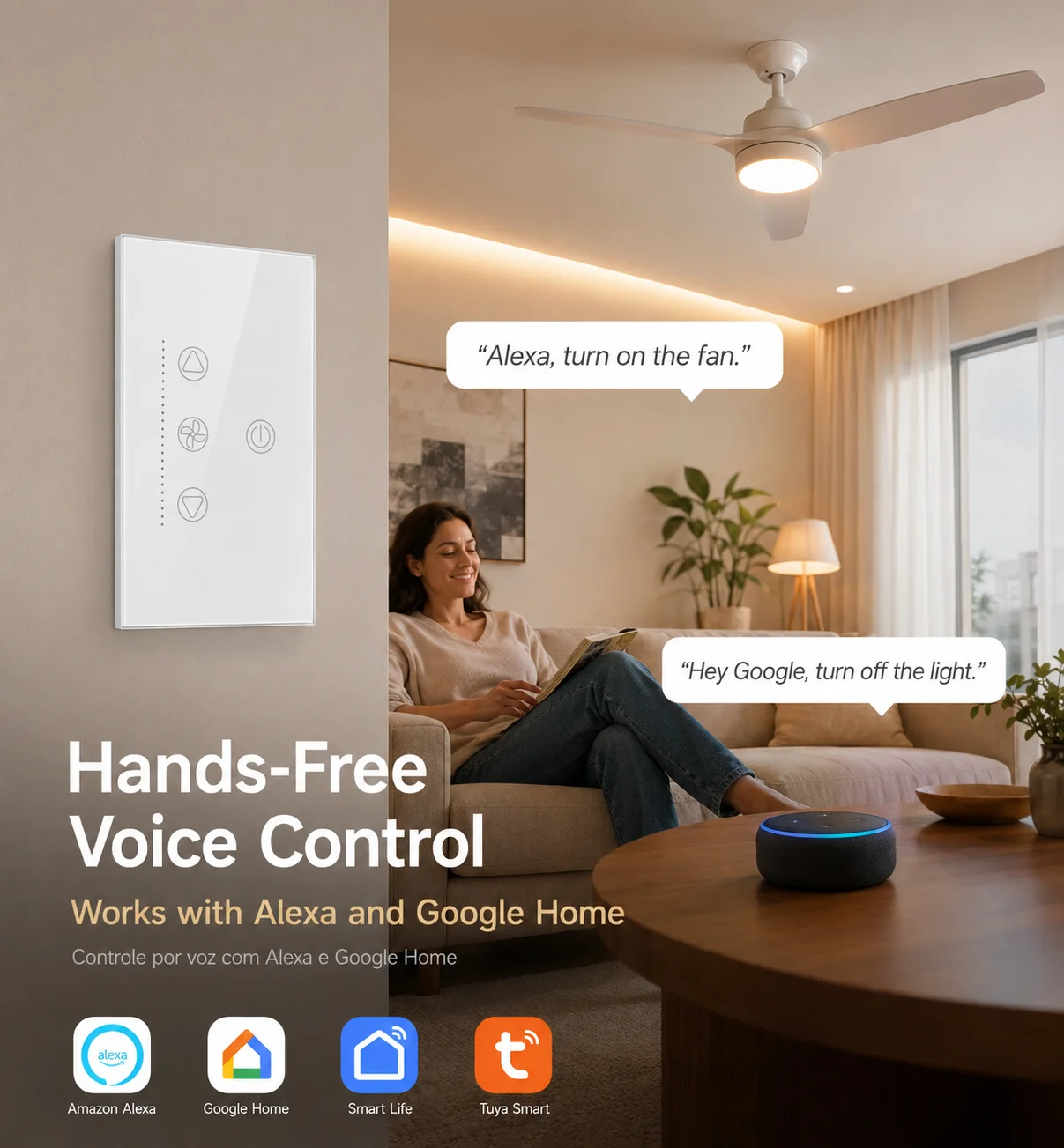 Tuya WiFi Bluetooth Smart Fan  - Smart Ceiling Fan Alexa Wifi 评论和价格
