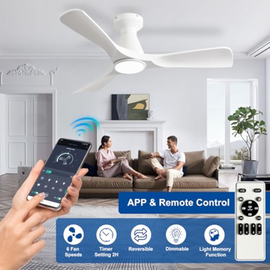 42-Inch Ceiling Fans with Ligh - Ceiling Fan Low Profile Flush Mount 评论和价格