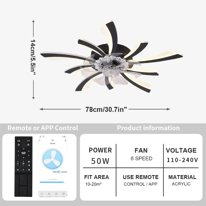 Living Room Ceiling Fan Lamp B - Smart Ceiling Fan With Light Remote 评论和价格